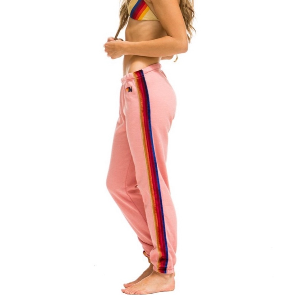 Aviator Nation Red‎ Velour 5 Stripe Sweatpants - Picture 9 of 9